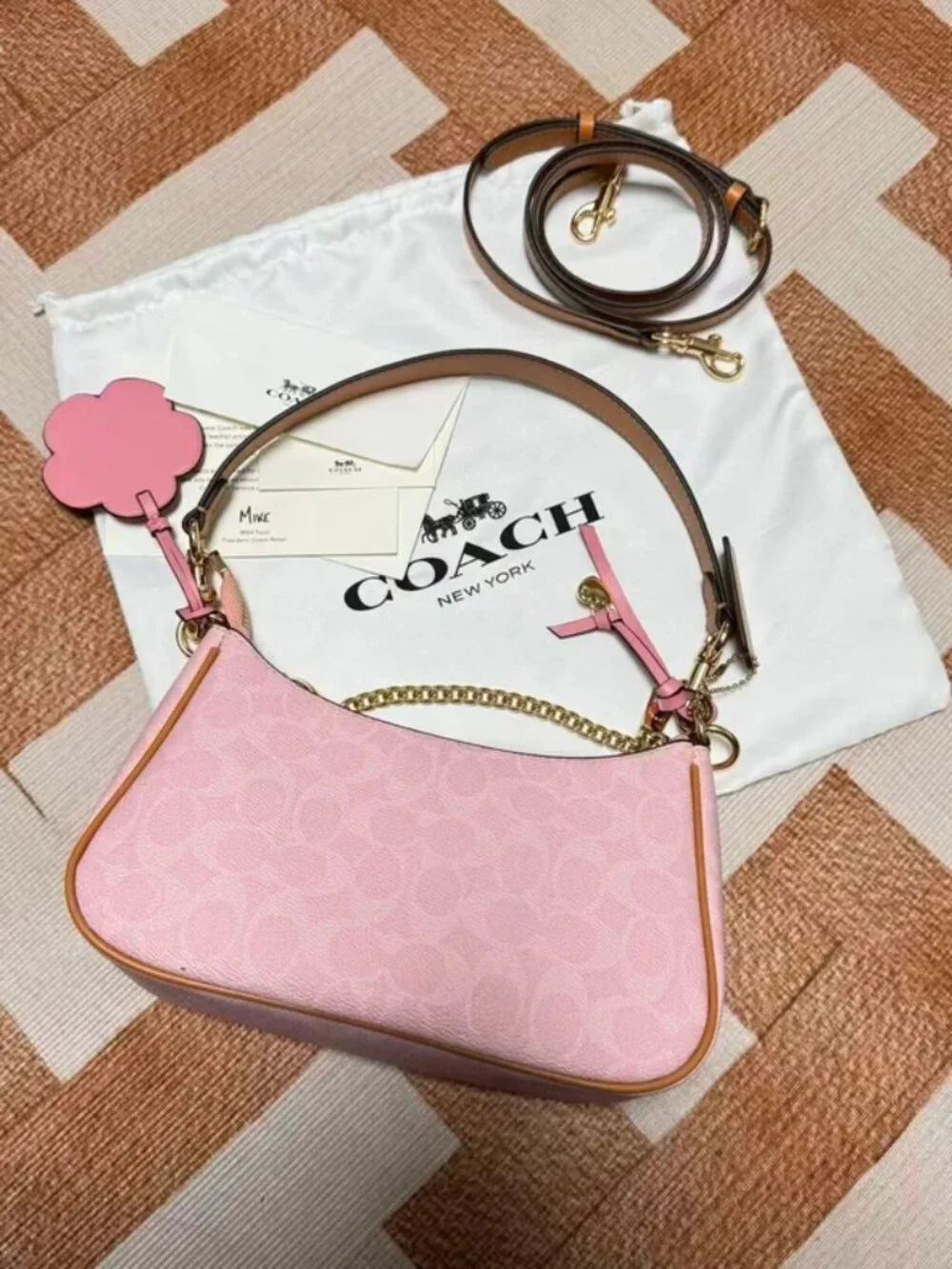 COACH Pink Signature Canvas Teri Shoulder Bag